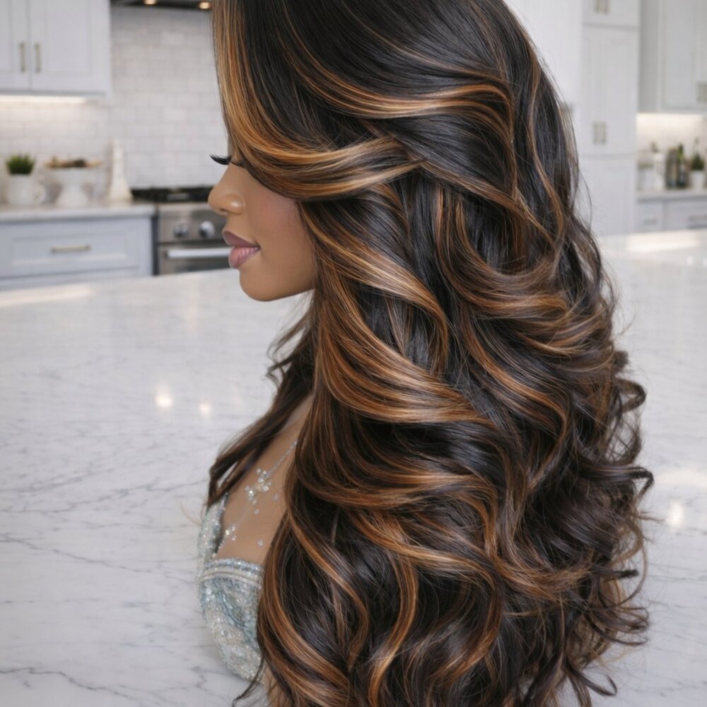 16-24 in Custom Colored Lace Wig Chose Length & Highlights to pair w/Dark Root